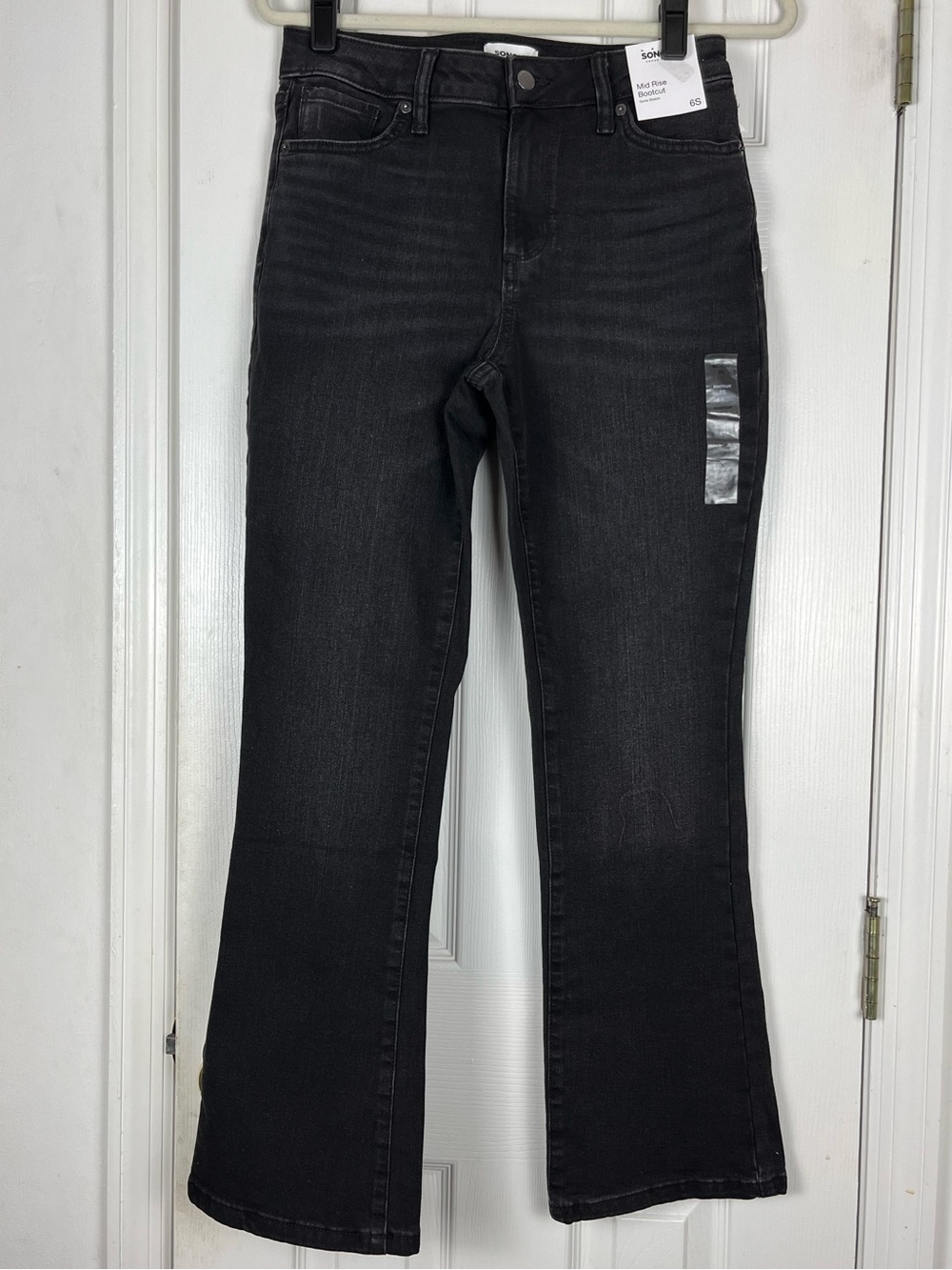 NWT Sonoma Black Denim Mid Rise Bootcut Jeans 6S Some Stretch